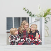 Moderne Rode Kerstzegeningen Foto Feestdagenkaart (Staand voorkant)