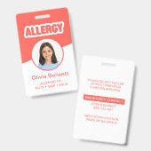 Moderne Rode Kinderen Voedselallergie ID Badge (Voor- en achterkant)