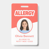 Moderne Rode Kinderen Voedselallergie ID Badge (Voorzijde)