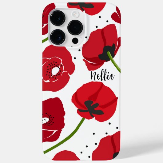 Moderne rode klaprozen bloemen Case-Mate iPhone case (Achterkant)
