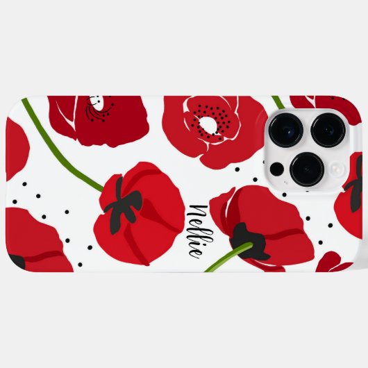 Moderne rode klaprozen bloemen Case-Mate iPhone case (Achterkant (horizontaal))