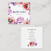 Moderne Rode Klaprozen Bloemige Meisjesachtige Per Vierkante Visitekaartje (Voorkant / Achterkant)