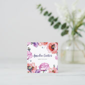 Moderne Rode Klaprozen Bloemige Meisjesachtige Per Vierkante Visitekaartje (Staand voorkant)