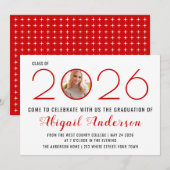 Moderne rode klasse van 2025 afstuderen foto kaart (Voorkant / Achterkant)