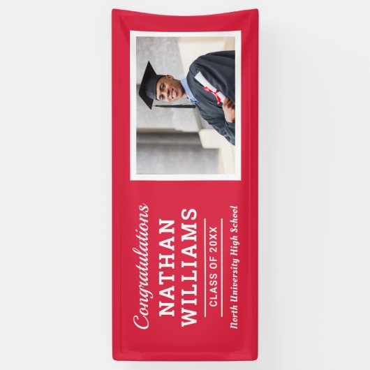 Moderne Rode Klasse van 2025 Custom Afstuderen Fot Spandoek (Verticaal)