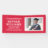 Moderne Rode Klasse van 2025 Custom Afstuderen Fot Spandoek (Horizontaal)