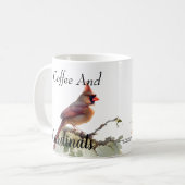 Moderne rode koffie en kardinaal koffiemok (Voorkant links)