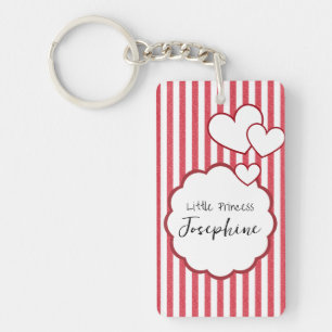 Moderne Rode Krijt Strepen Drie Harten Acryl Sleutelhanger