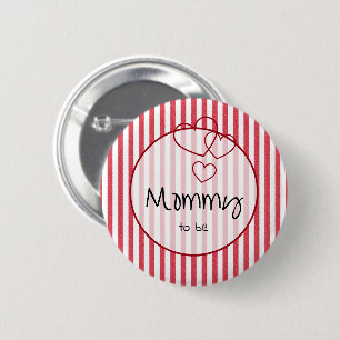 Moderne Rode Krijtstrepen Drie Harten Wordt Mama Ronde Button 5,7 Cm