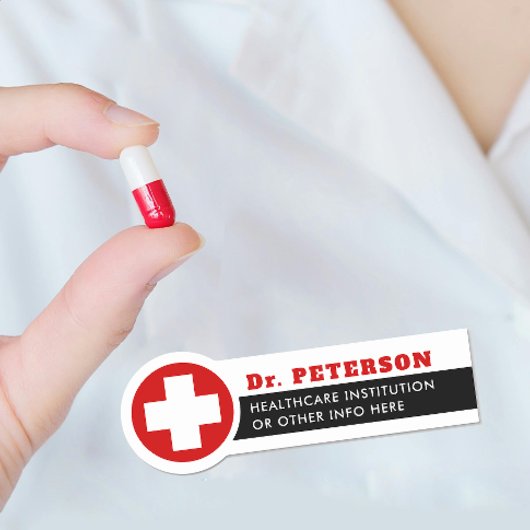 Moderne Rode Kruis Medische Gezondheid Arts Naam T Naamplaatje