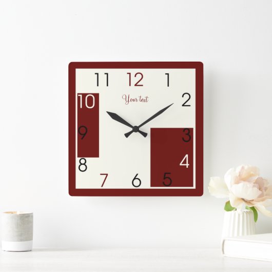 Moderne rode kunst vierkante klok (Huis)