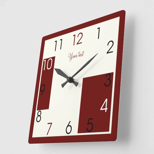 Moderne rode kunst vierkante klok (Hoek)