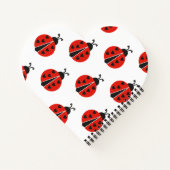 Moderne rode lieveheersbeestje gepersonaliseerd notitieboek (Achterkant)