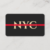 Moderne rode lijn brandweerman monogram donkergrij visitekaartje (Voorkant)