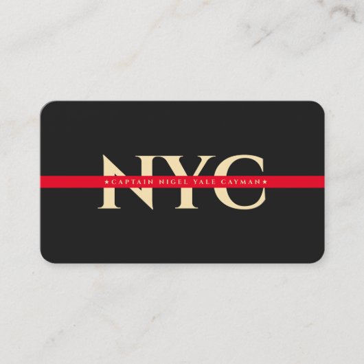 Moderne rode lijn brandweerman monogram donkergrij visitekaartje (Voorkant)