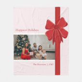 Moderne Rode Lint Boog Wrap Foto Kerstmis Fleece Deken (Voorkant)