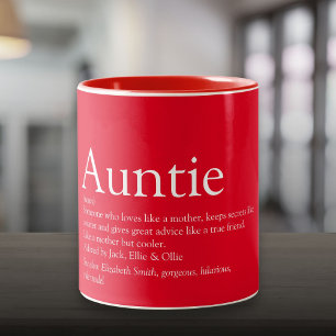 Moderne rode lol wereld beste tante tante definiti tweekleurige koffiemok