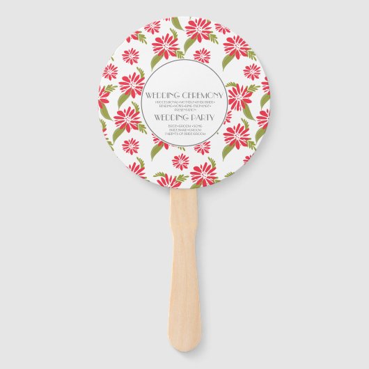 Moderne Rode Madeliefjes Silo Tuin Bloem Bruiloft  Handwaaier (Achterkant)