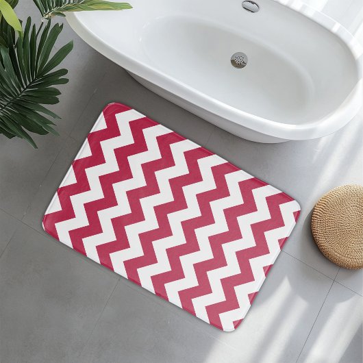 Moderne Rode Magenta Chevron Badmat