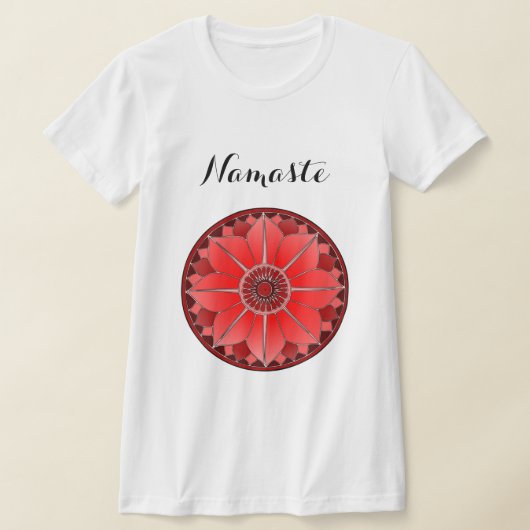Moderne Rode Mandala Namaste T-shirt (Laagn)