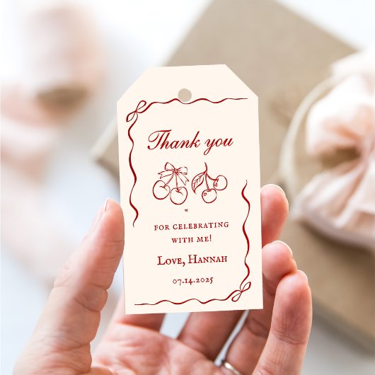 Moderne rode meidenavond dinerfeest cadeaulabel