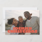 MODERNE RODE Merry Typografie retro Foto Kerstmis Feestdagenkaart (Voorkant)