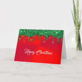 Moderne rode metalen groen strooisel zorgt voor ke feestdagen kaart