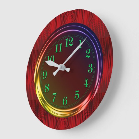 Moderne rode metalen, regenbooggloed grote klok (Hoek)
