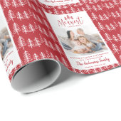 Moderne rode minimale kerst rustieke stijlvolle fo cadeaupapier (Rol Hoek)