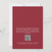 Moderne rode minimalistische monogram bruiloft QR- Kaart (Achterkant)