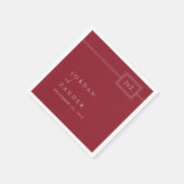 Moderne rode minimalistische monogram bruiloft servet (Hoek)