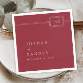 Moderne rode minimalistische monogram bruiloft servet