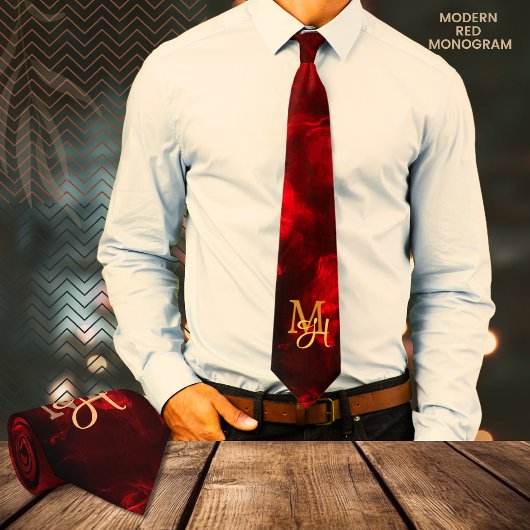 Moderne Rode Monogram Stropdas