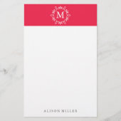 Moderne rode monogrammatische briefpapier (Voorkant)