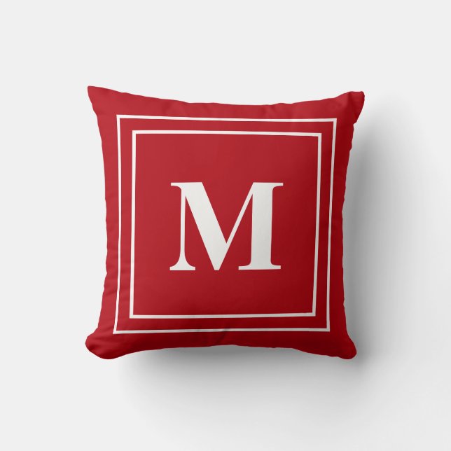 Moderne rode monogramworp kussen (Voorkant)