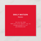 Moderne Rode Naam Kunstwerk Kunstenaar Kunststudio Vierkante Visitekaartje (Achterkant)