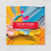 Moderne Rode Naam Kunstwerk Kunstenaar Kunststudio Vierkante Visitekaartje (Voorkant)
