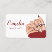 Moderne Rode Nail Artist Salon QR Code Visitekaart Visitekaartje (Voorkant)