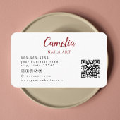 Moderne Rode Nail Artist Salon QR Code Visitekaart Visitekaartje
