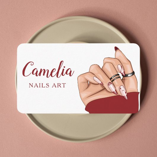 Moderne Rode Nail Artist Salon QR Code Visitekaart Visitekaartje