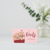 Moderne Rode Nail Technicus Blush Nails Art Salon Visitekaartje (Staand voorkant)
