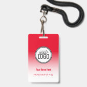 Moderne Rode Ombre Professionele Naam Badge (Voorzijde met lanyard)