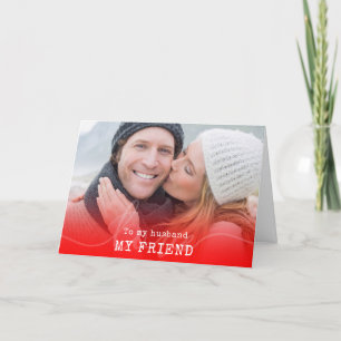 Moderne Rode Ombre Voor Echtgenoot Foto Valentijns Feestdagen Kaart