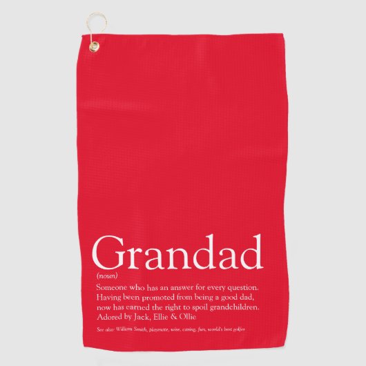 Moderne rode opa grootvader papa definitie golfhanddoek (Voorkant)