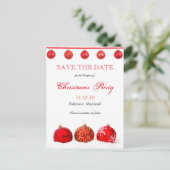 Moderne rode Ornamenten redden de datum van kerstf Aankondigingskaart (Staand voorkant)