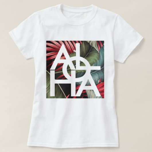 Moderne Rode Palm Aloha Hawaii Island T-shirt (Design voorkant)