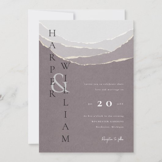 moderne rode papieren bergen bruiloft kaart (Voorkant)