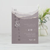 moderne rode papieren bergen bruiloft kaart (Staand voorkant)