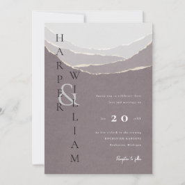 moderne rode papieren bergen bruiloft kaart