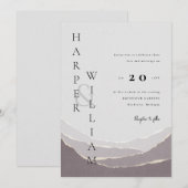 moderne rode papieren bergen huwelijksuitnodiging kaart (Voorkant / Achterkant)